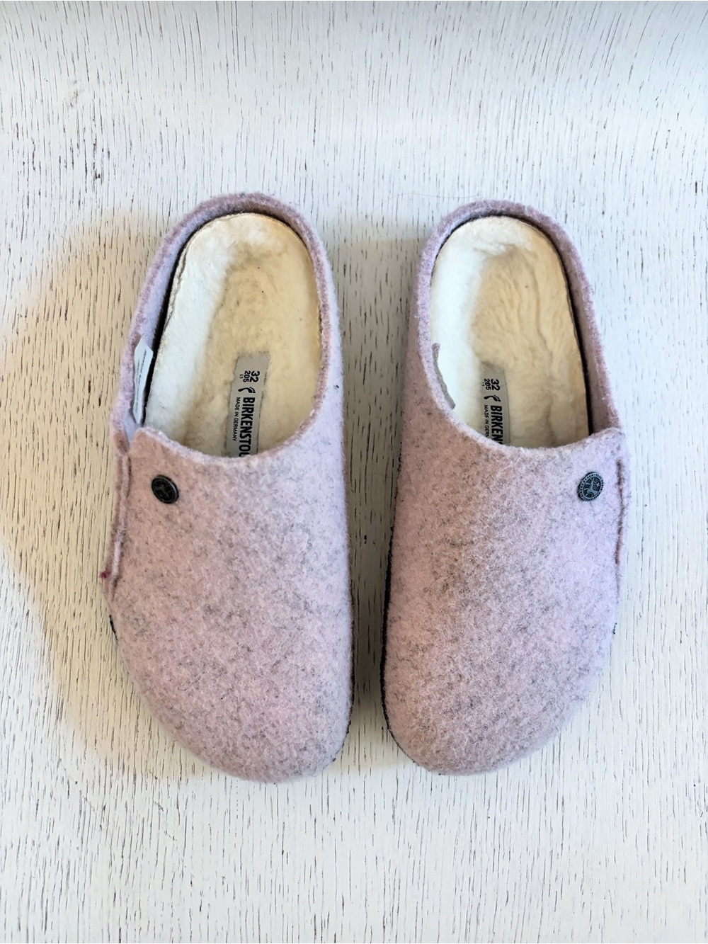 Birkenstock pink wool Zermatt shearling slippers girls Size US 13-13.5 EU 32
